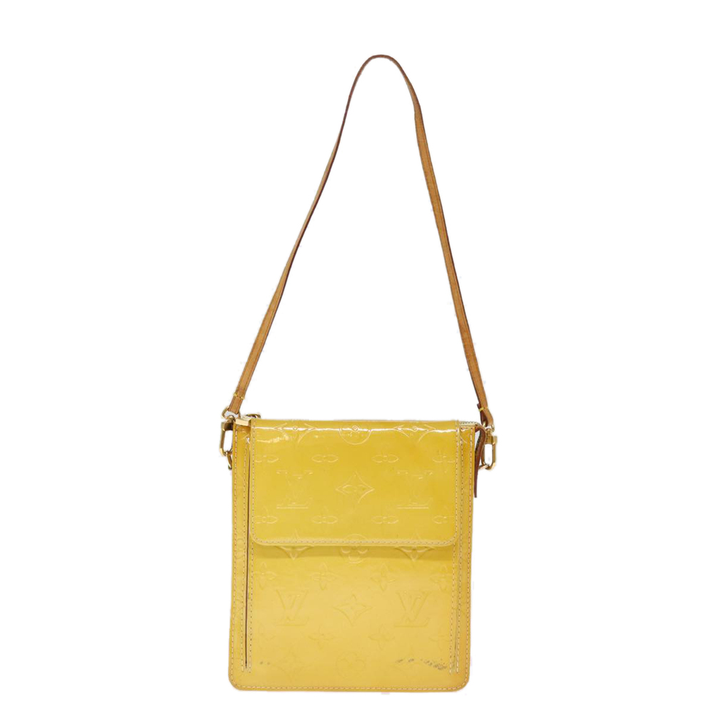 LOUIS VUITTON Monogram Vernis Motto Pouch Lime Yellow M91059 LV Auth 75874 - Picture 13 of 16